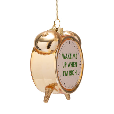 Kerstornament - Vondels Gouden Wekker "Wake Me Up When I'm Rich"