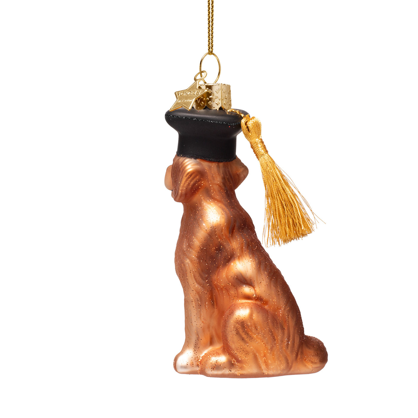 Kerstornament - Vondels hond met Graduation Hat